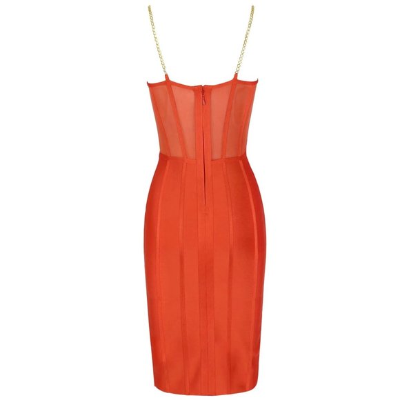 Strappy Gold Chain Bandage Dress - Picture 6 of 7